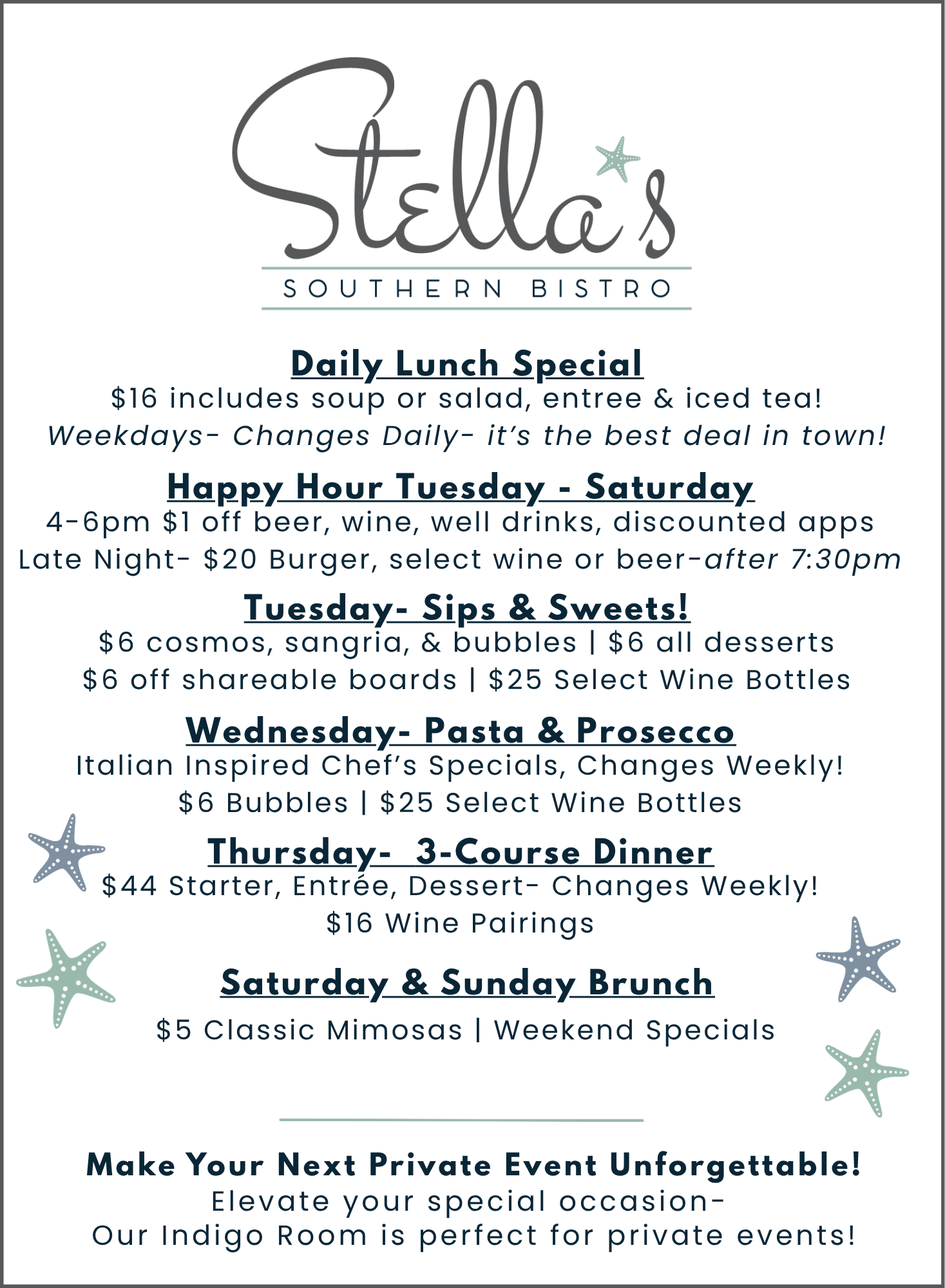 Specials All Week Long!